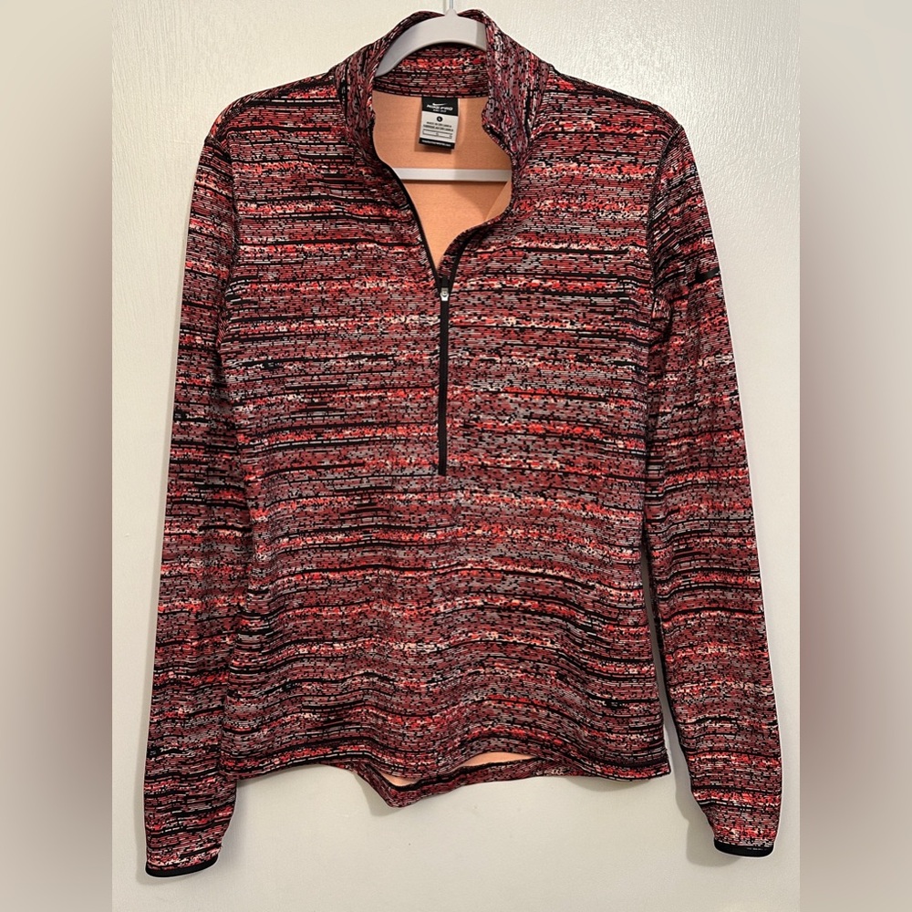 Nike Pro Dri-Fit Womens Quarter Zip, Size L, Black and Orange Multi